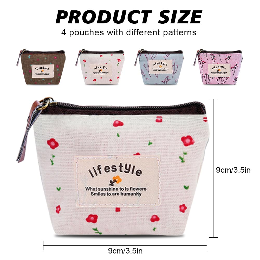 2 Portamonete Floreali Con Cerniera - Mini Portafoglio Per Donna, 13,5x11 Cm - Foto 4