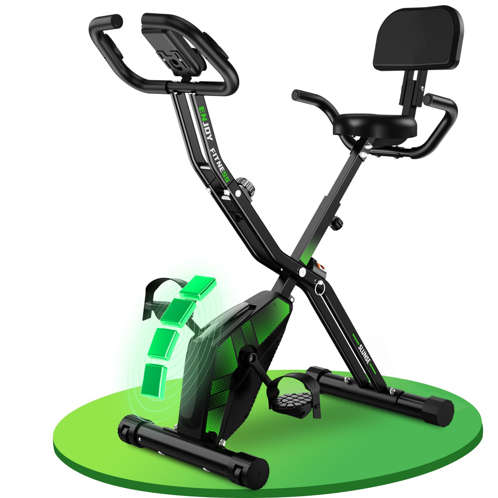 2026 Cyclette Pieghevole Silenziosa 3 in 1, Dotata di 10 Livelli di Resistenza Magnetica, Monitor LCD, Fascia Elastica e Sella Comoda