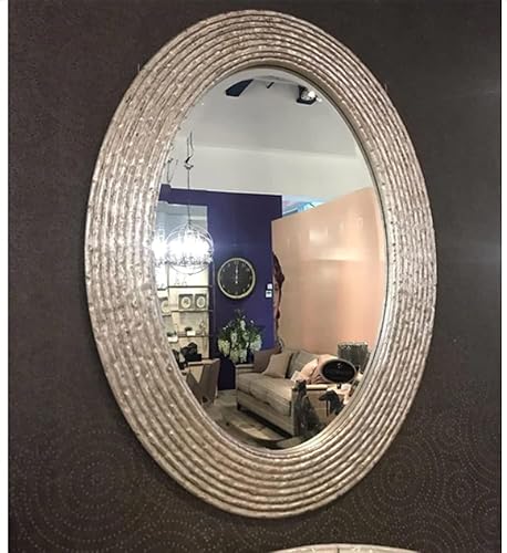 Miniatura 7 de MY SWANKY HOME Elegante plata acanalada estilo orgánico espejo de pared oval ramita Reeded Vanity moderno