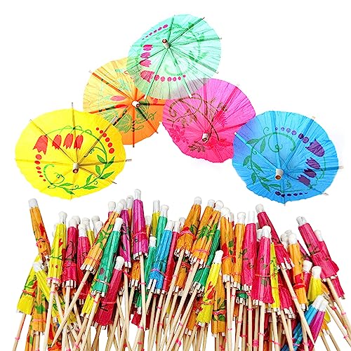 TAFACE 100PCS Accesorios De Cóctel Coloridos Paraguas De Papel, Palillo De Dientes Paraguas De Bebida, Paraguas De Frutas, Sombrillas, Pasteles, Bebidas Y Suministros De Decoración De Alimentos