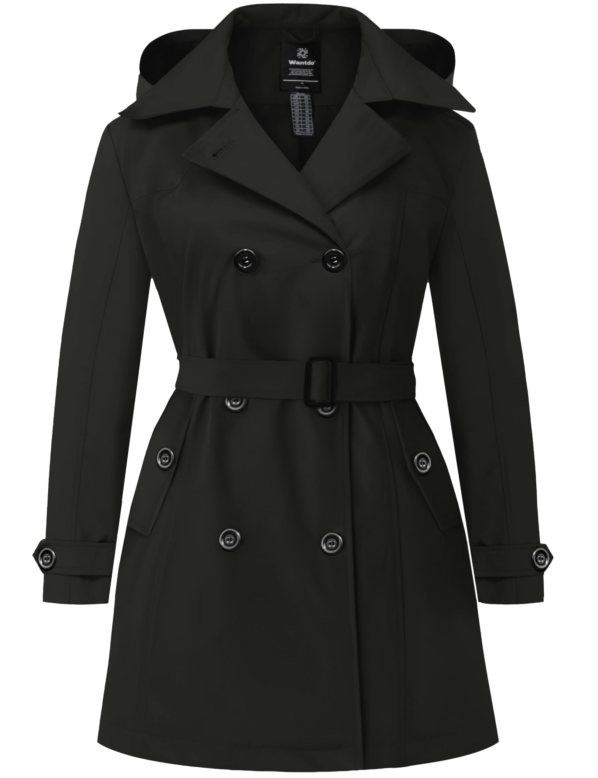Wantdo Übergröße Damen Trenchcoat Wasserdicht Elegant Kapuzemäntel
