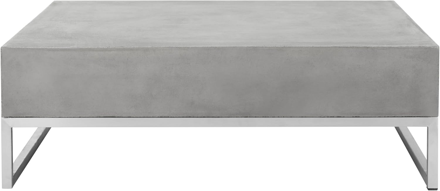SAFAVIEH Outdoor Collection Eartha Modern Dark Grey Concrete Coffee Table (Fully Assembled)