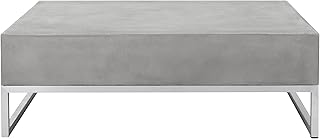 SAFAVIEH Outdoor Collection Eartha Modern Dark Grey Concrete Coffee Tabl...