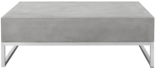 SAFAVIEH Outdoor Collection Eartha Modern Dark Grey Concrete Coffee Table