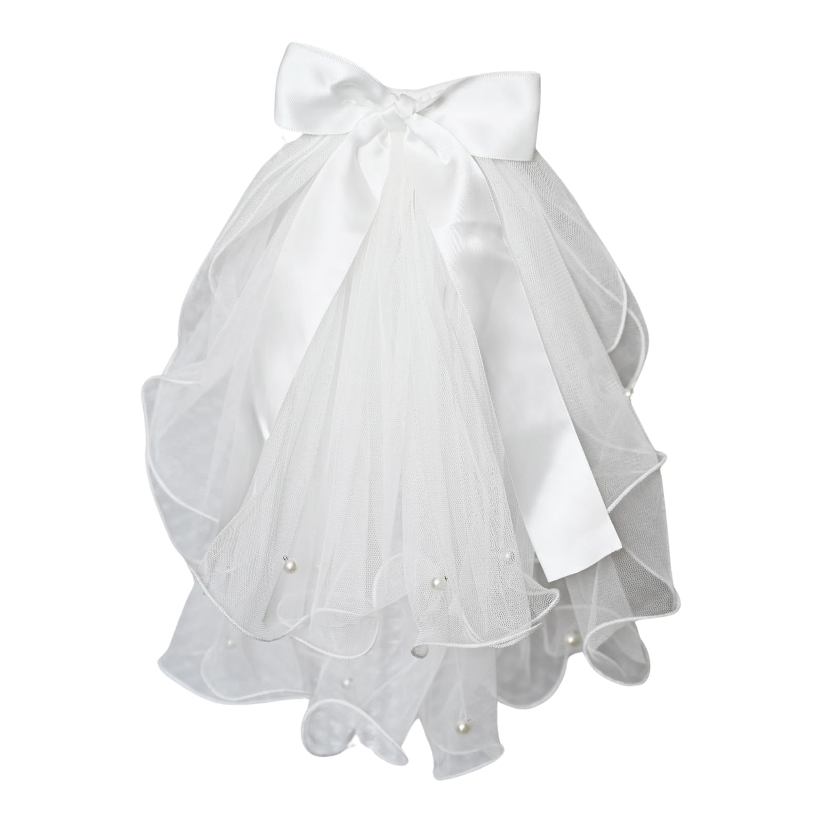 BT Bear Pet Wedding Veil, Small Dogs Hair Accessories with Clip Bow Veil, Dog Costumes for Valentine Day Wedding Party Decoration,White โ image 1