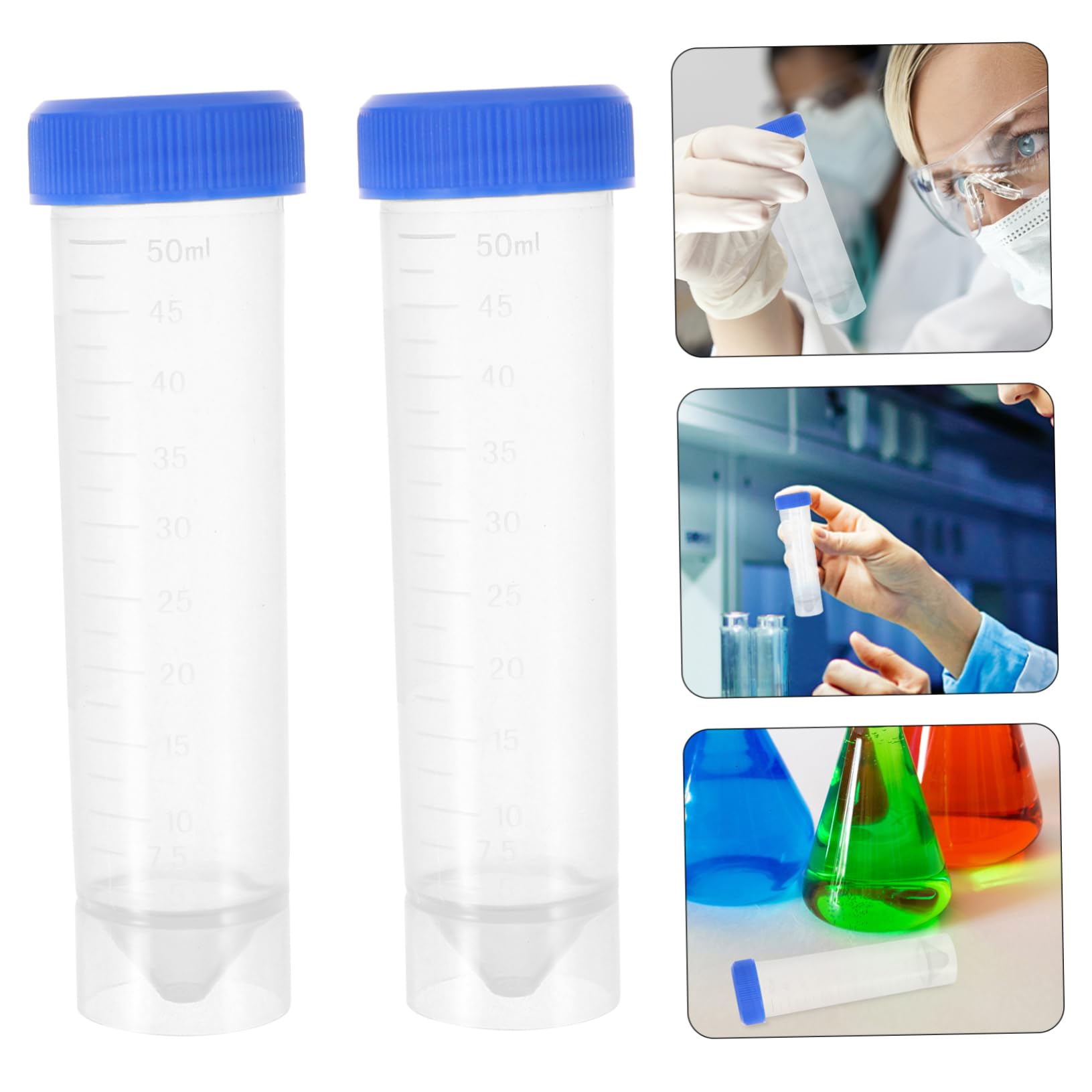 Anneome Provette da Centrifuga in Plastica 50ml Fondo Piatto Tappo a Vite e Scala 50 Pezzi per Esperimenti di Laboratorio e Ricerca