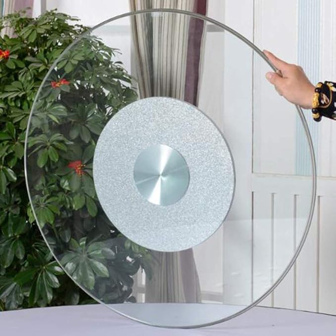 GSKD 60cm Lazy Susan Tempered Glass Turntable For Kitchen Dining Table