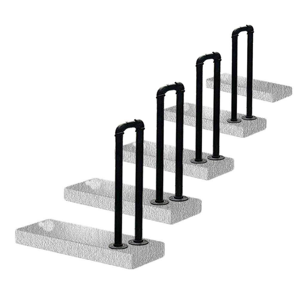 Rampe d'escalier en fer forgé noir mat, main courante de sécurité extérieure en U