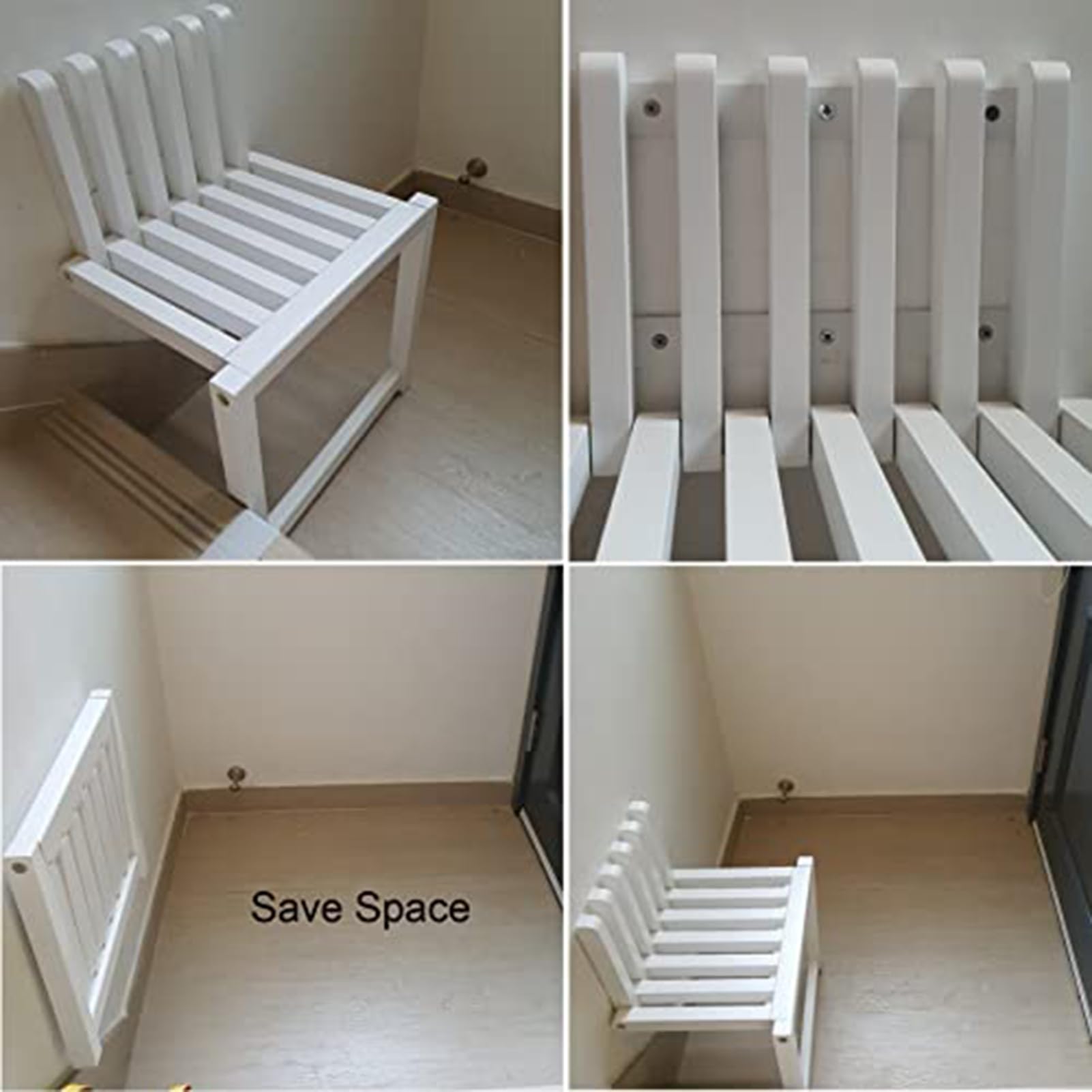 Banco De Ducha Plegable De Madera Maciza Montado En La Pared con Patas De Soporte | Taburete para Cambiar Zapatos que Ahorra Espacio con Patas de Soporte, Soporta hasta 150KG, Ideal para Pasillos