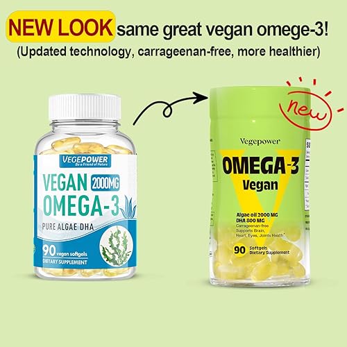 Miniatura 5 de Gomitas veganas de omega-3 + vitamina B12 Suplementos de algas Omega-3 DHA para el cerebro, la salud de los ojos del corazón Metilo B12 1000 mcg y