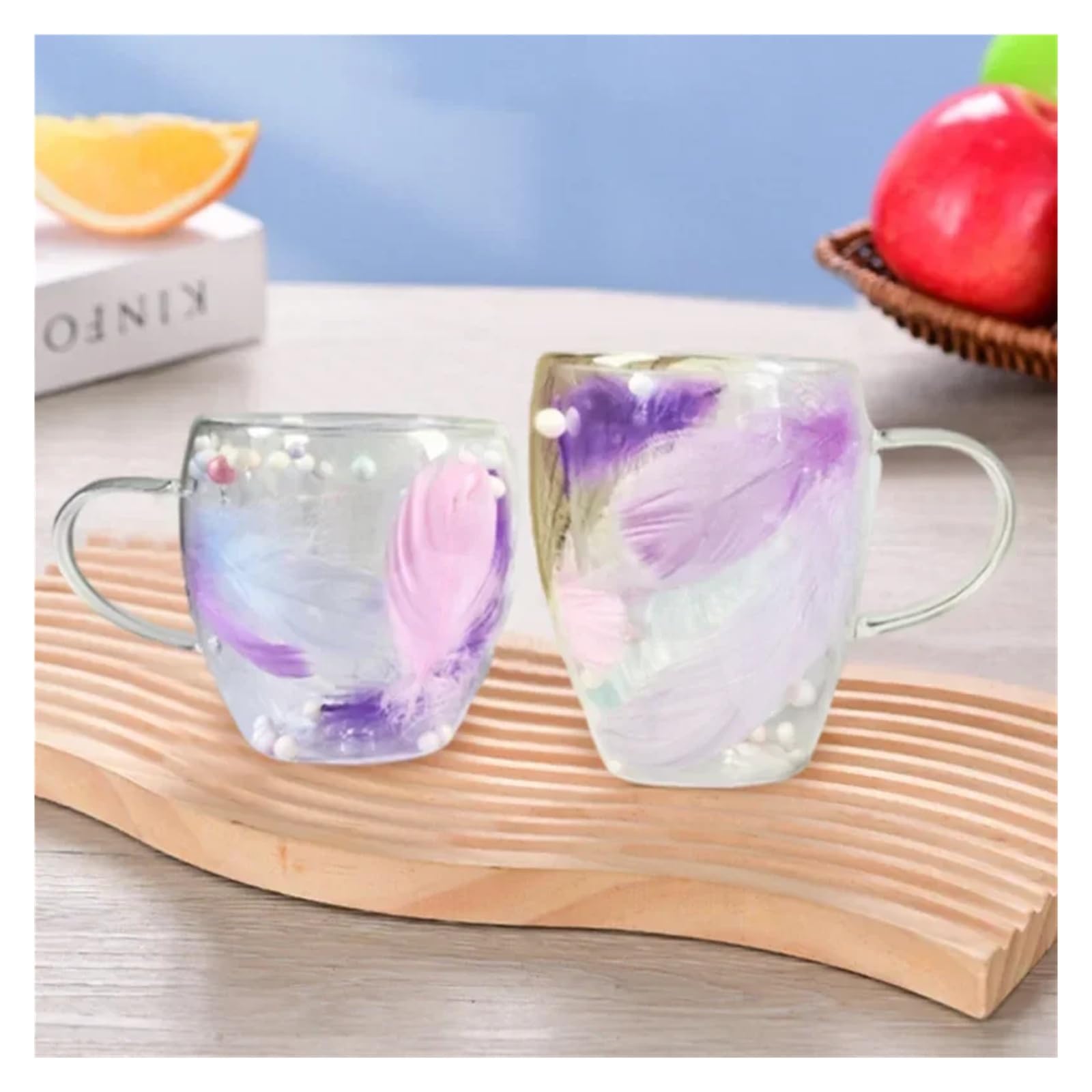 vasos de cristal 250/350ML Design Glass Cup With Handle Double Layer Coffee Transparent Home Office Exquisite(350ML)