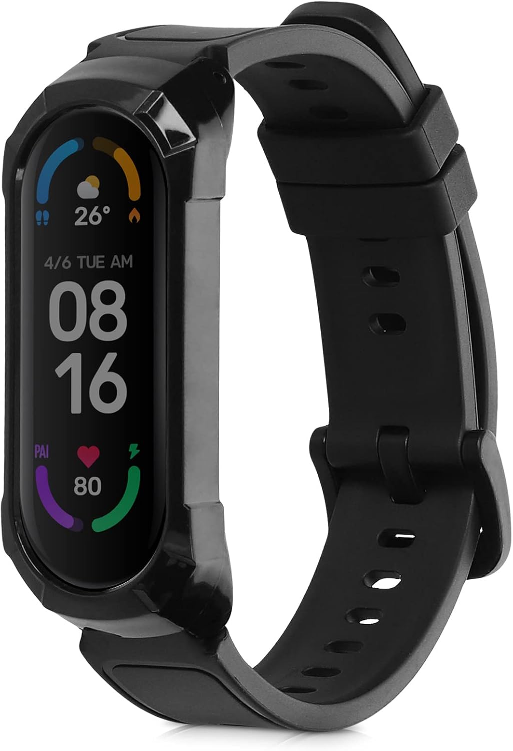 kwmobile Pulsera Compatible con Xiaomi Mi Band 6 / Band 5 / Band 4 - Correa de Silicona con Bumper para Reloj - Negro