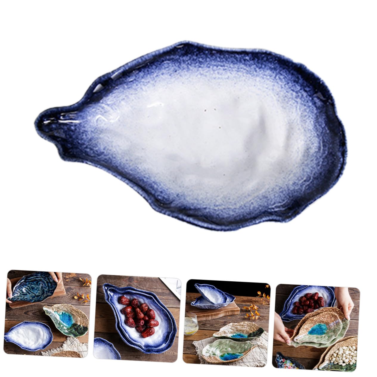 Plato de Porcelana Irregular para Aperitivos y Postres Bandeja Ligera y Práctica para Fruta Snacks y Dulces Fácil de Limpiar y Almacenar para Restaurante y Hogar