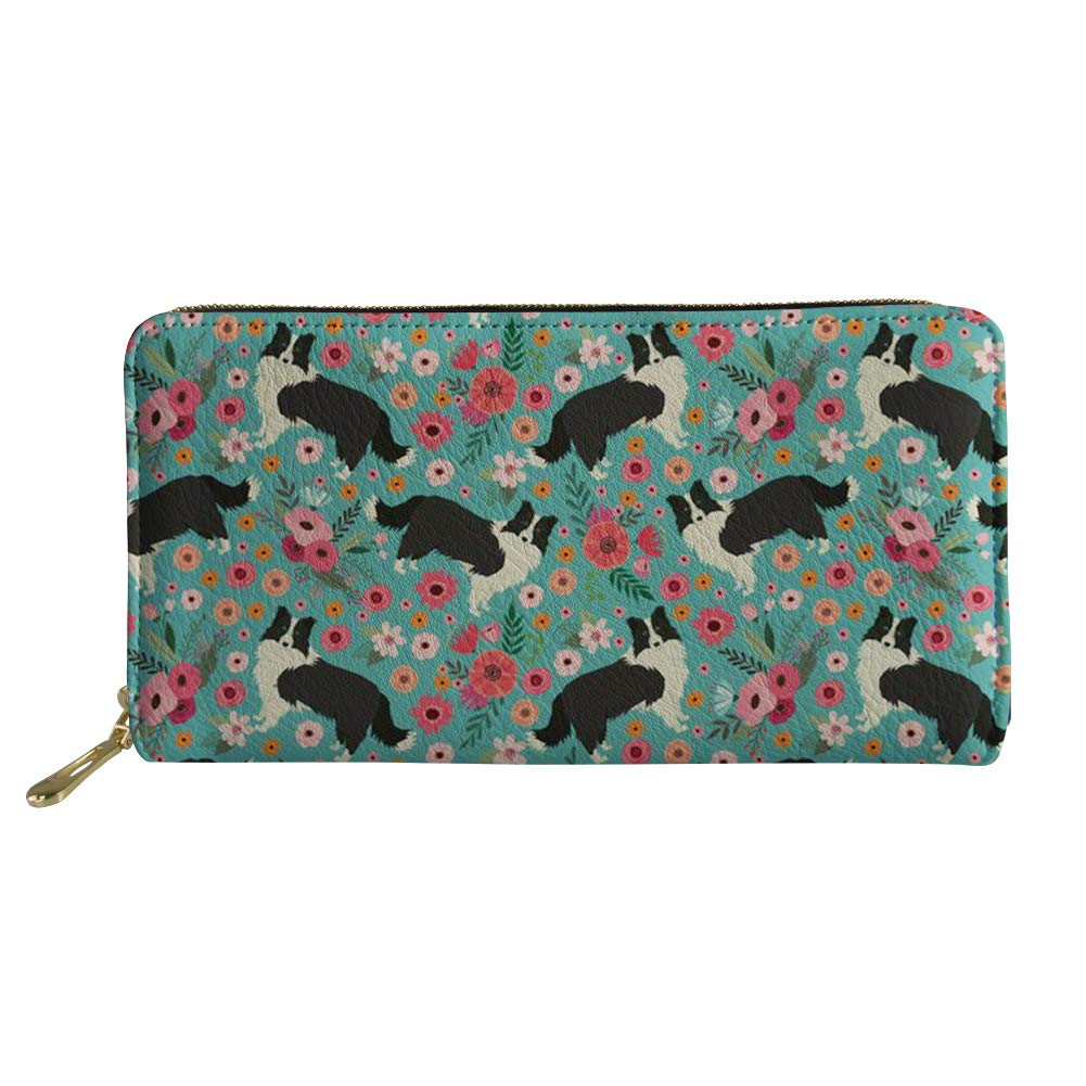 SANNOVOBorder Collie Wallet Long Clutch Women Zippered Pu Leather Purse