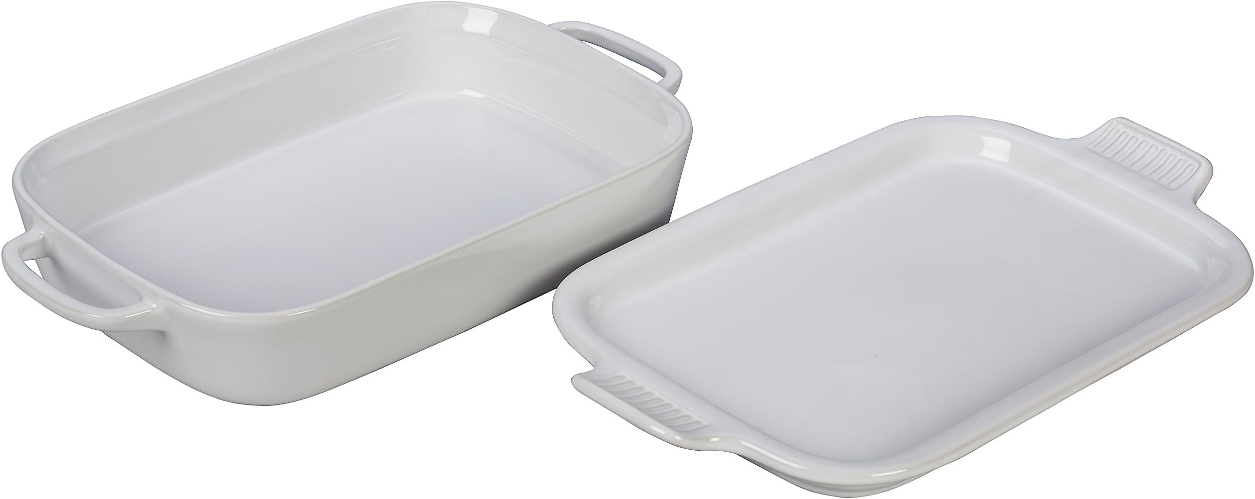 Le Creuset ストーンウェア 長方形皿 大皿蓋付き 14 3/4インチ x 9インチ ホワイト