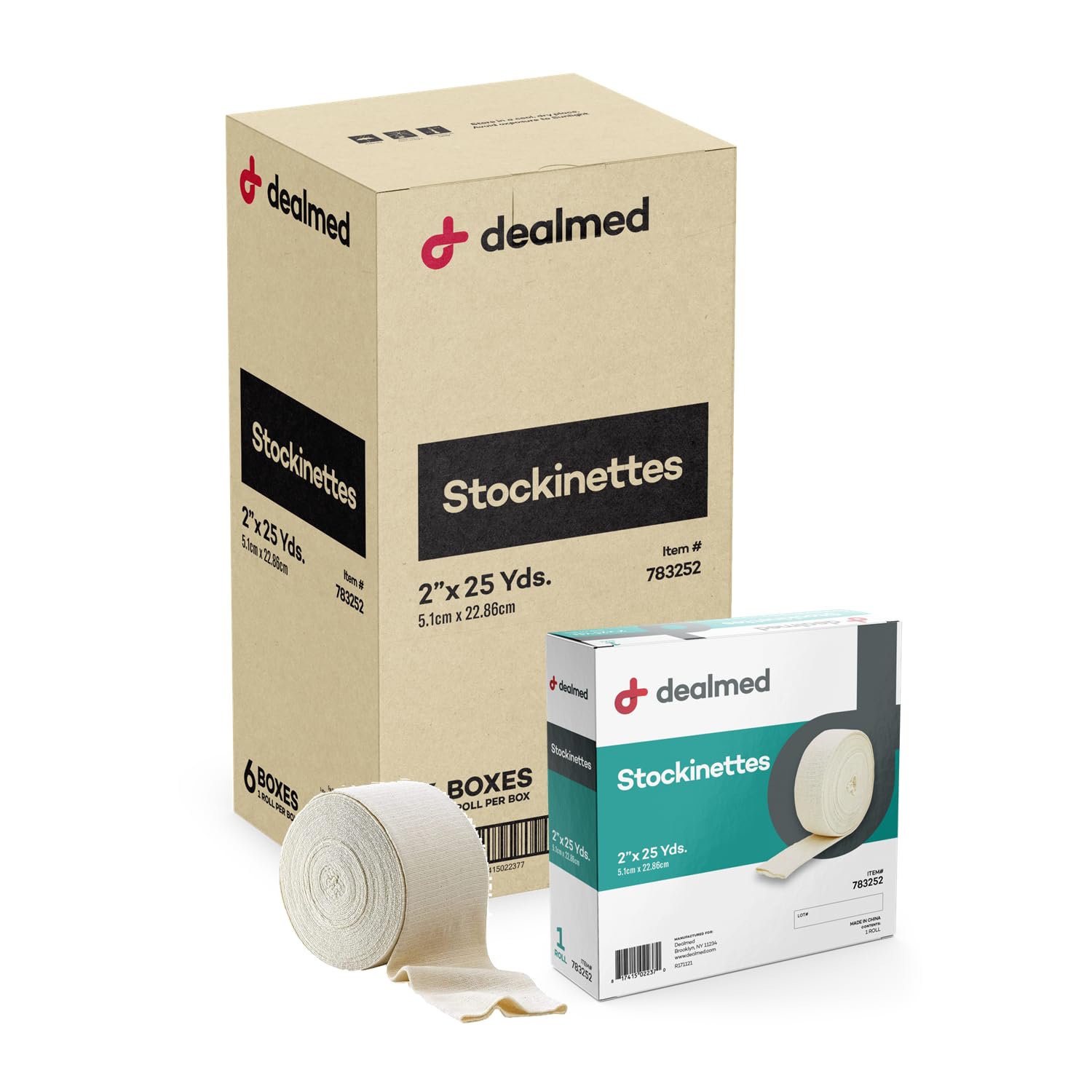 Dealmed Cotton Stockinette - 2 in x 25 yd Tubular Bandage, 6 Rolls