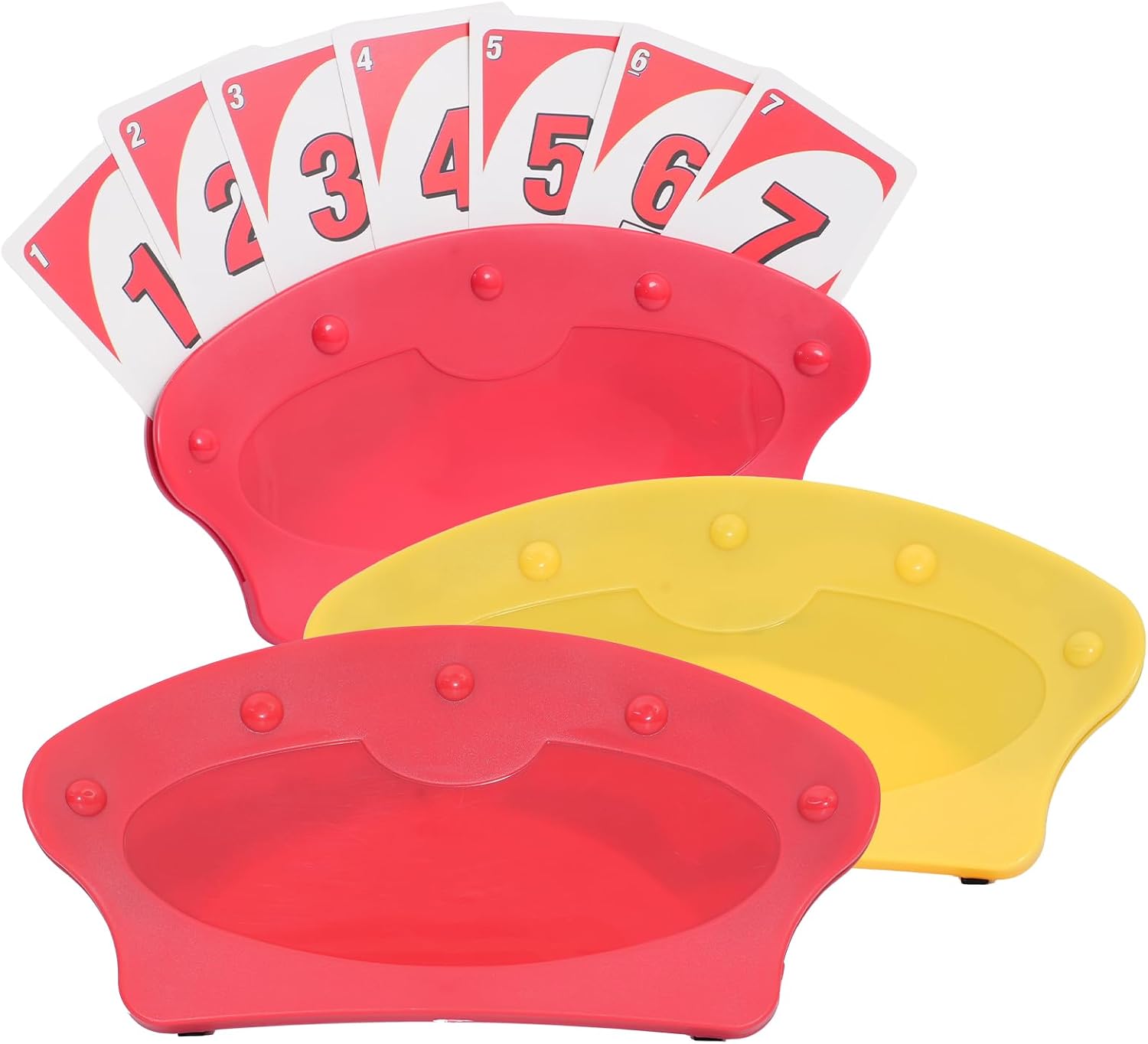 4Pcs Foldable Card Holder for Playing Cards, Large & Lightweight & Portable - 3 Layers Design for Family Gatherings & Elderly Players(4Pcs（Blue+Green+Red+Yellow）)