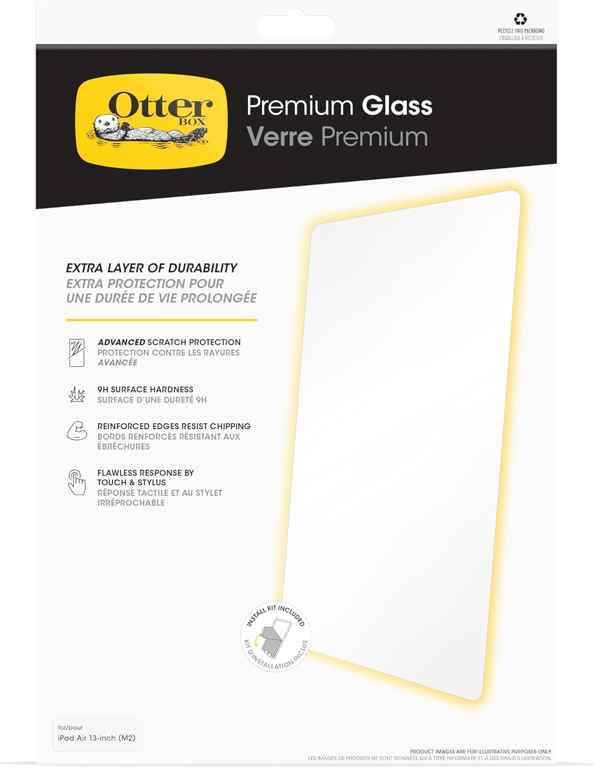 OtterBox Premium Glass Screen Protector for iPad Air 13-inch (M3) & (M2), Scratch Protection, Flawless Touch Response, Fingerprint Resistant, Easy Installation