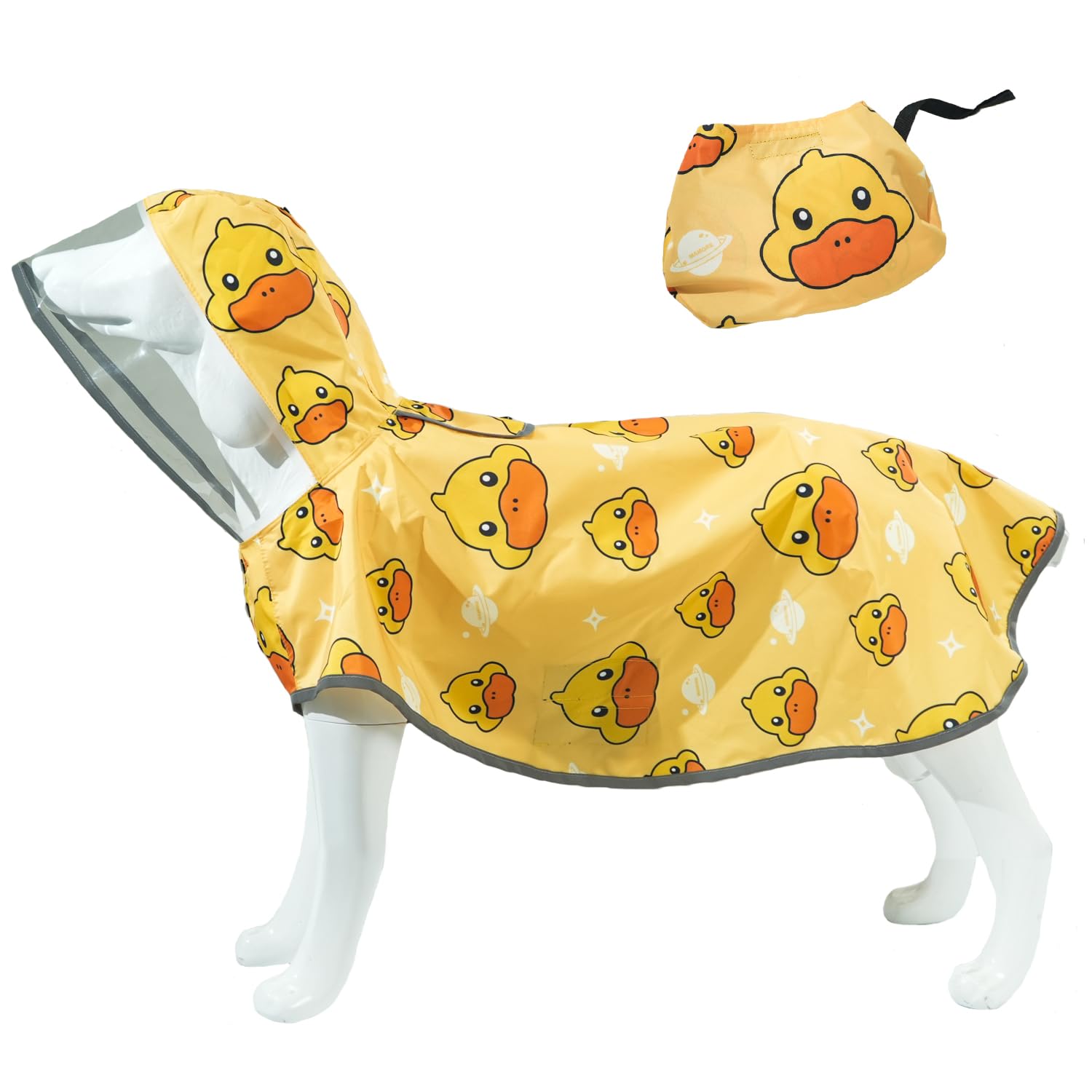 MAMORE Dog Raincoat, Waterproof Rain Jacket with Hood for Small Medium Large Dogs and Puppies, Packable Dog Poncho, Reflective, Adjustable (Yellow Duck, Small)