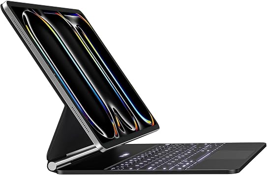 A2C Keyboard Case for iPad Pro 13-inch M5 2025 / M4 2024, Magic-Style Keyboard Case with Backlight, Built-in LCD Display, Multi-Touch Trackpad, Magnetic Floating Cantilever Stand, Black
