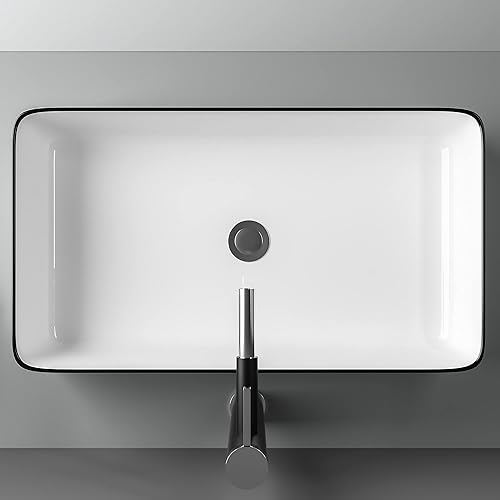 Miniatura 20 de Fregadero montado en la pared de 13 x 11 pulgadas, fregadero de pared rectangular de porcelana blanca de cerámica, lavabo artístico, orificio