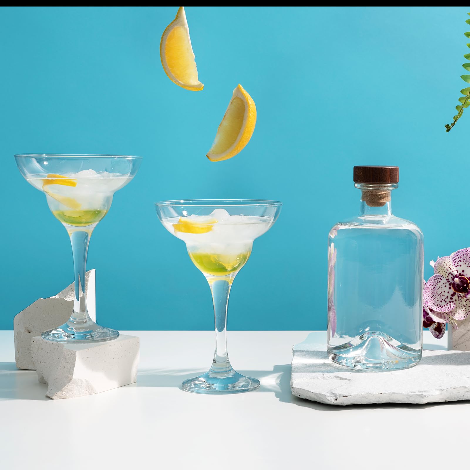 Lot de 25 verres à margarita en plastique transparent, parfaits pour les fêtes, les martinis et les cocktails