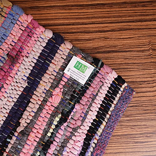 Homemonde Set Of 6 Placemats - 13X19 Inches Cotton Reversible Chindi Rag Table Mats, Multicolor #TOP6