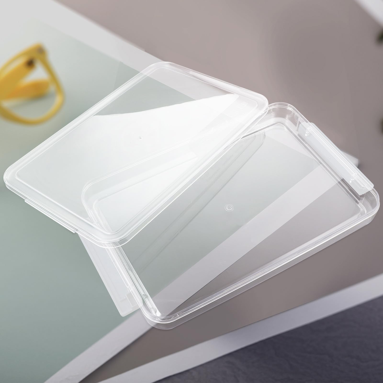 Abschlussstimmung Aktenbox aus Kunststoff mit Deckel Transparent 2 Stück Dokumenten Organizer Kasten mit Großem Fassungsvermögen für Büro und Schule