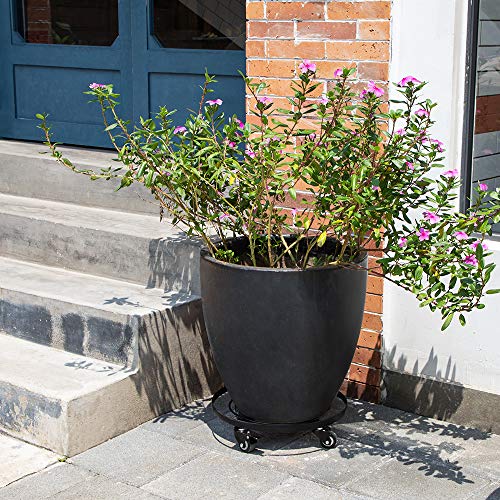Amagabeli 16" Metal Plant Caddy Heavy Duty Iron Potted Plant Stand With Wheels Round Flower Pot Rack On Roller Dolly Holder Mover Indoor Outdoor Planter Trolley Casters Brakes Rolling Tray Bg1721 #TOP7