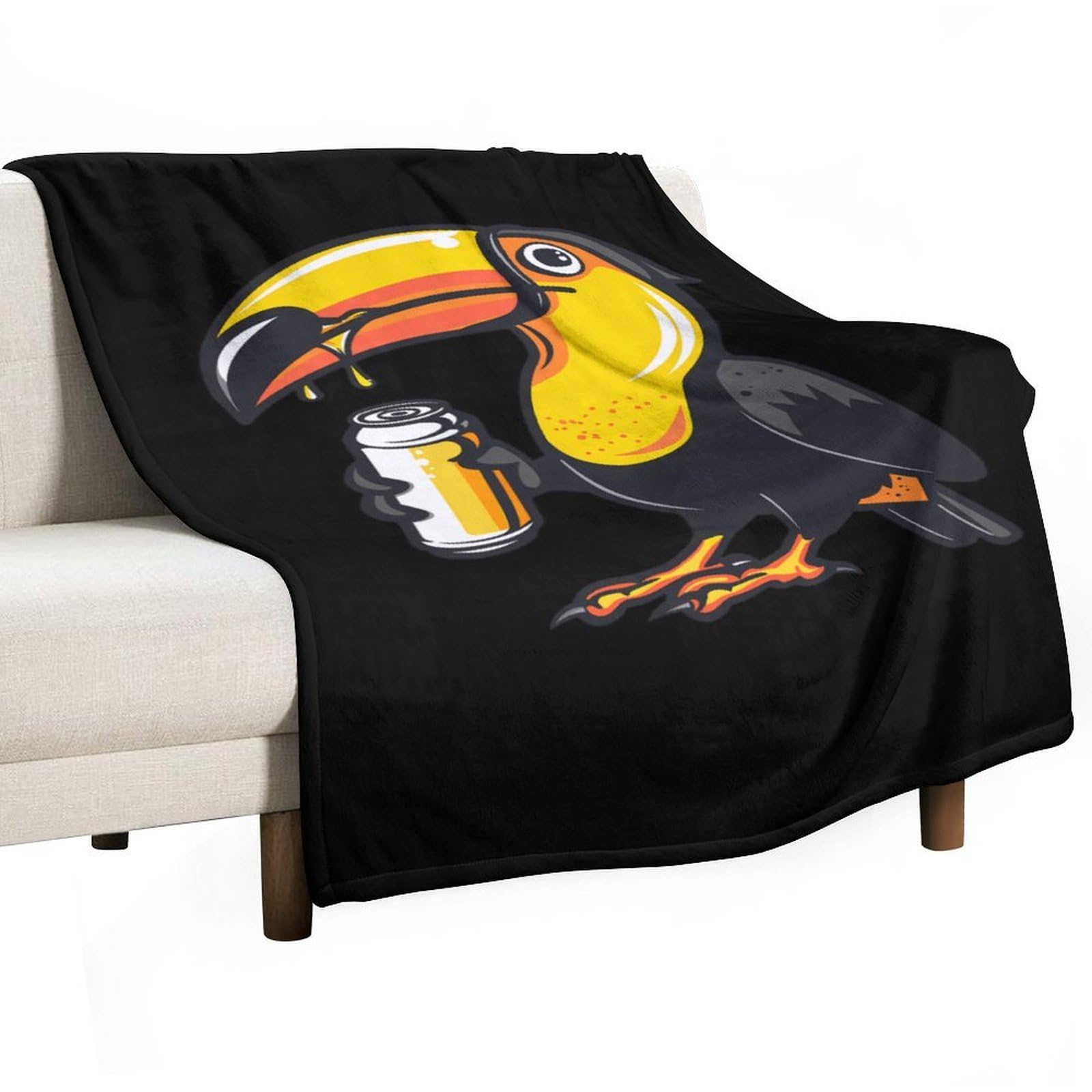 CGSBNGHA Toucan Beer Drinking Tropical Bird Flannel Fleece Blanket Lightweight Soft Throw Blankets for Sofa Couch Bed Chair