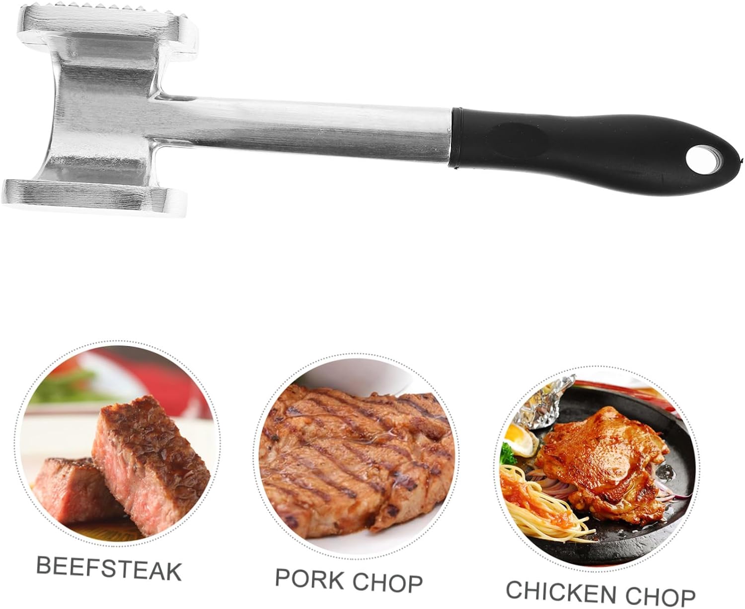 SHOWERORO Aluminum Steak Hammer Dual-sided Meat Mallet Kitchen Tool Meat Tenderizer for Home