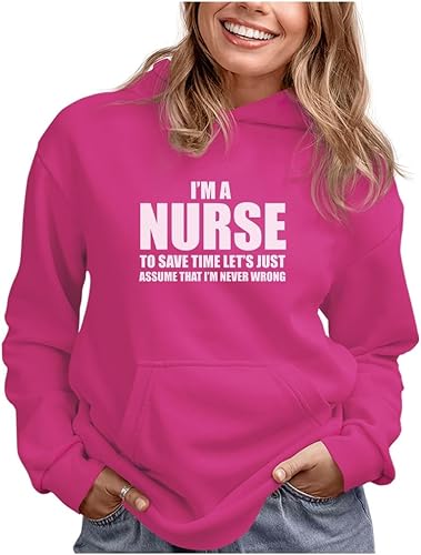 Sudadera con capucha para enfermera para mujer, regalos divertidos para enfermeras, escuela de enfermería, sudadera con capucha