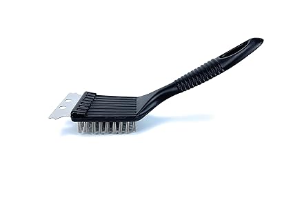 BBQ Grill Grate Steel Wire Grill Cleaning Brush with Scraper Bristle for Grill Grime, 8 inch, Black