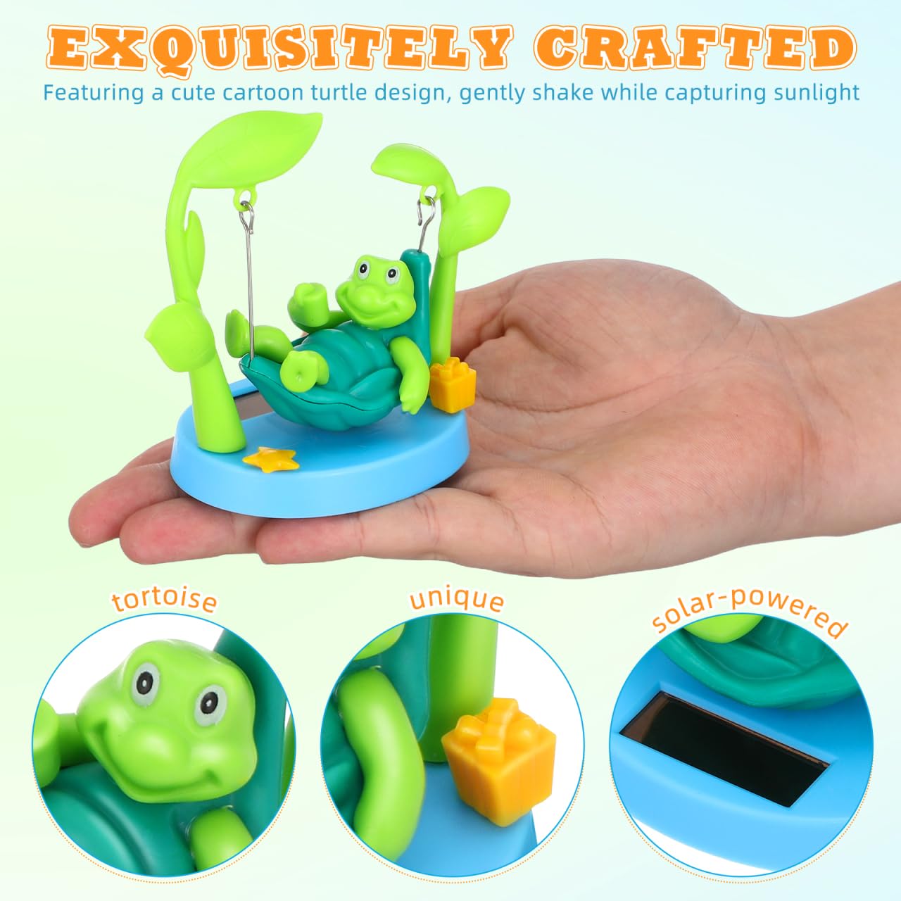 IMIKEYA Solar Wackelfigur Auto lustig Schwingende Schildkröte Ornament Solarbetriebene Figuren Auto Innenraum Wackelfigur für Dashboard Autodekoration