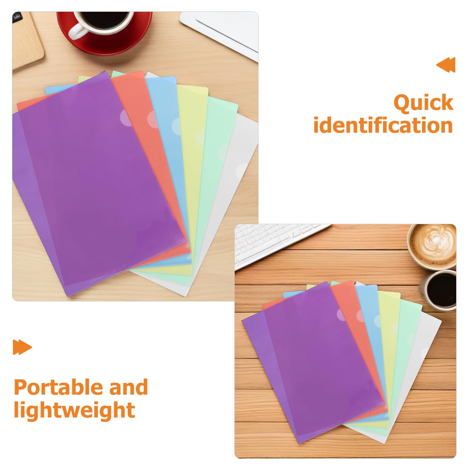 Cartelle Portadocumenti Trasparenti a Forma di l in Plastica Colorata Set da 24 Pezzi Tasche Resistenti All’Acqua Protezione per Fogli Formato A4 per Scuola e Ufficio