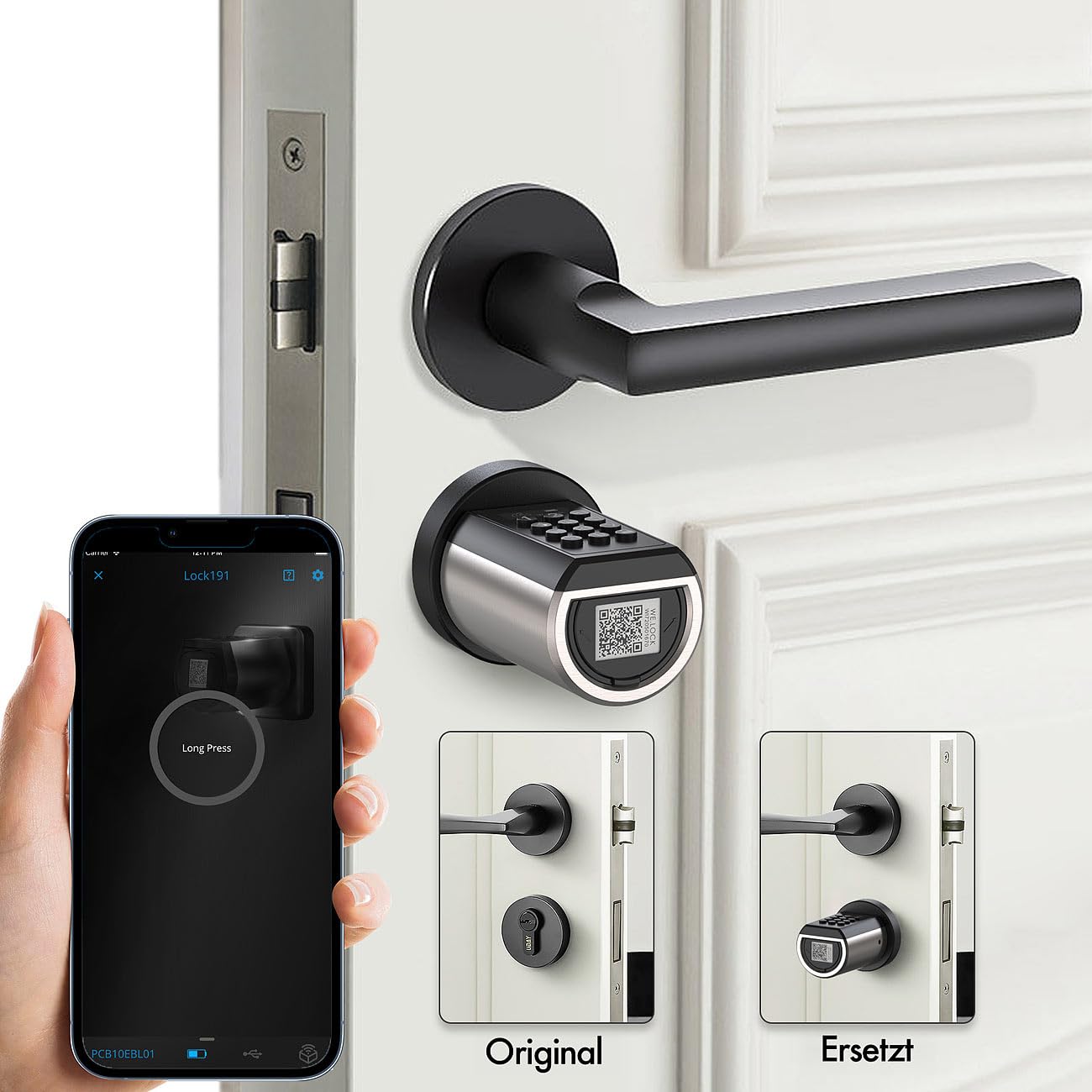 VisorTech Türzylinder: Elektronischer Schließzylinder für Türen 30-70 mm, Transponder, App (Türschlösser, Türschloss Code, ZigBee)