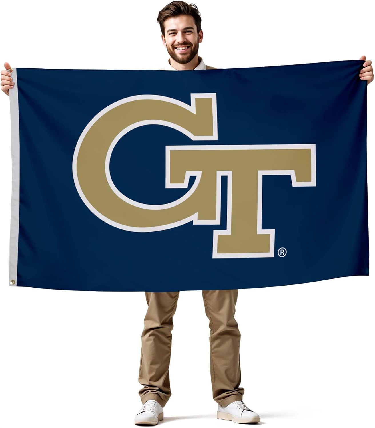 Georgia Tech Yellow Jackets College Sports Printed Flag - NCAA Licensed - Nylon - School Banner (Navy Blue, Gold) (3' x 5')