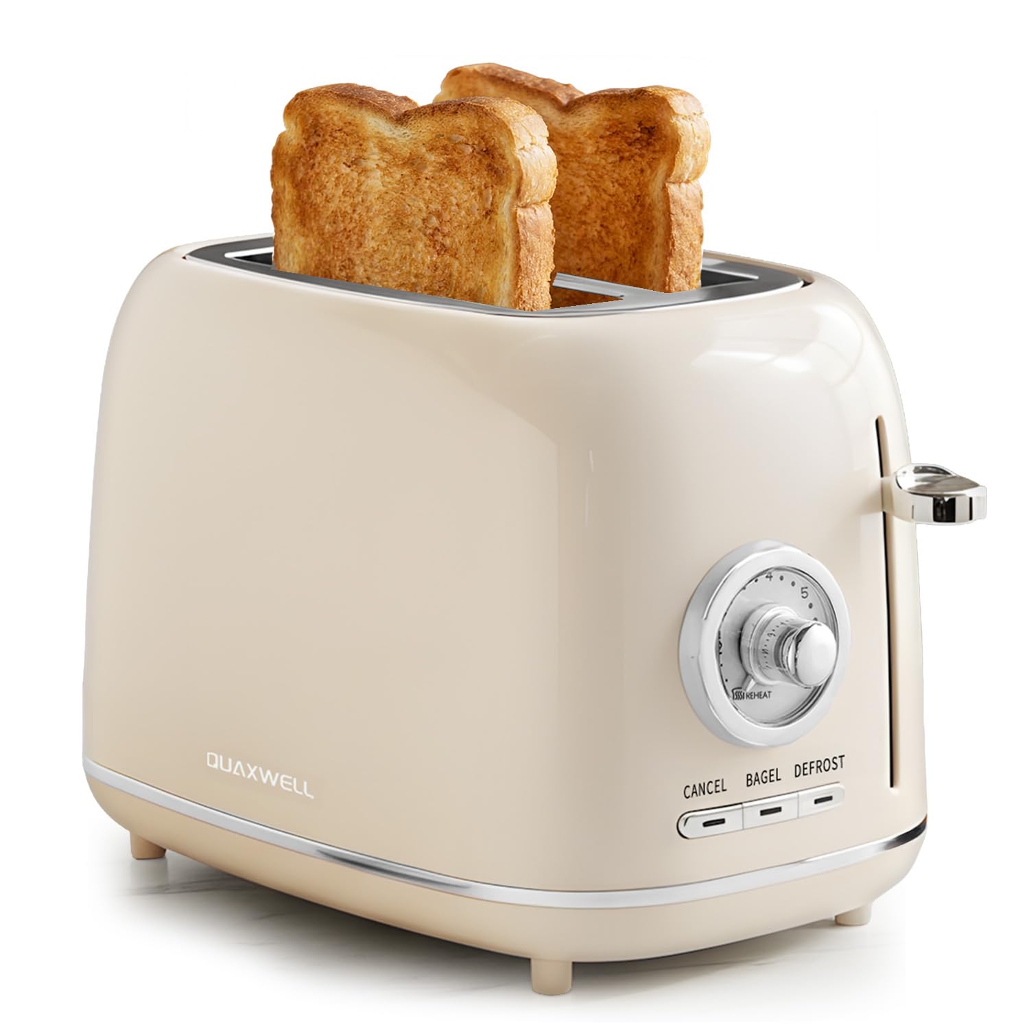 Photo 1 of QUAXWELL Retro 2-Slice Toaster, Stainless Steel, Beige
