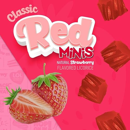 Miniatura 3 de Wiley Wallaby Mini bocados de regaliz rojo clásico, 2.0 onzas, bolsas de dulces de regaliz australiano suave y masticable, paquete de 18