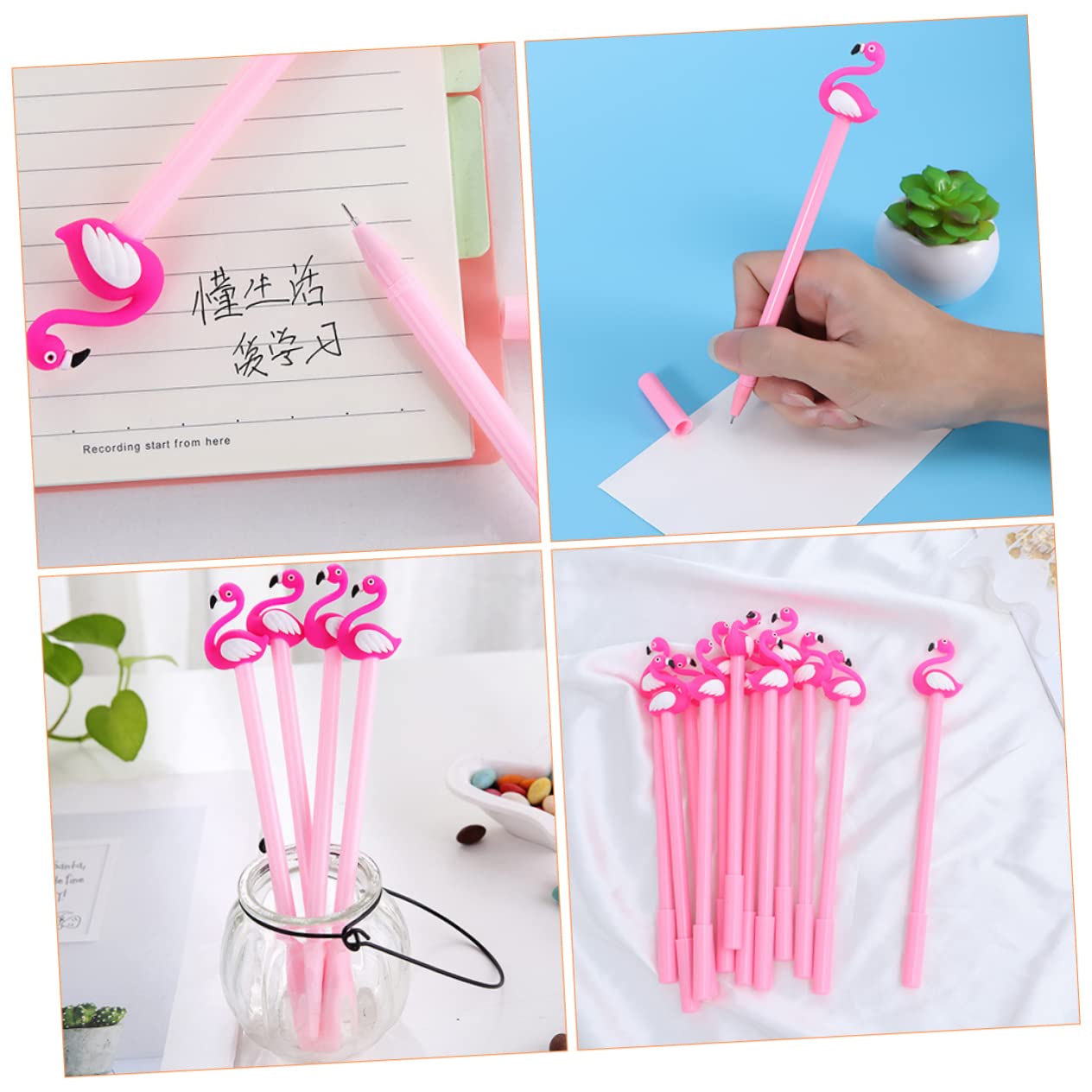 Housoutil 60 Pièces Stylo Gel Flamingo pour Garçon Fille Fournitures Scolaires et Design Animé pour École et