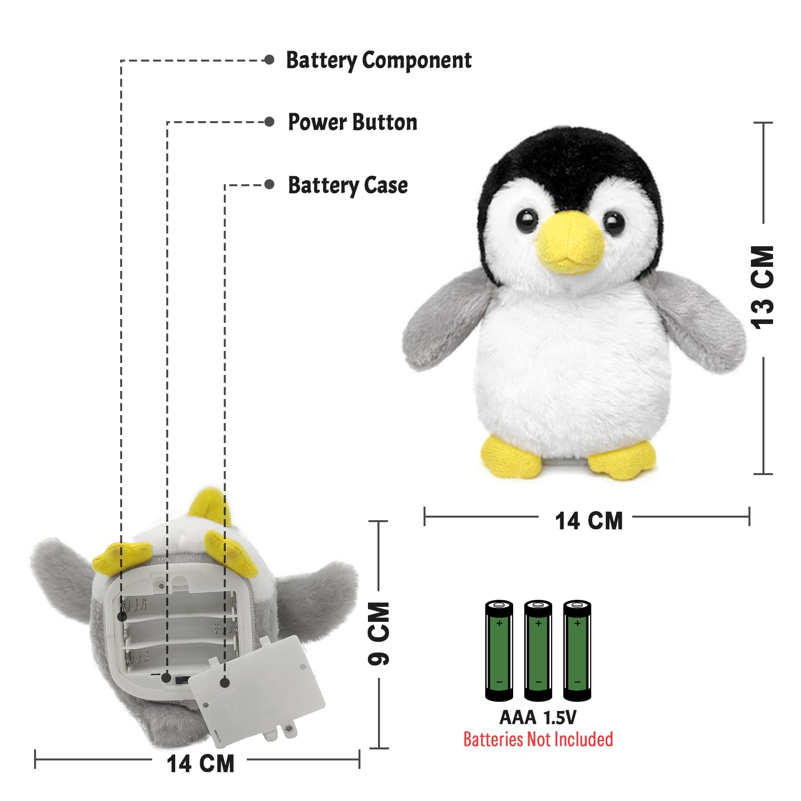 YH YUHUNG Talking Penguin Plush Toy, Repeats What You Say with Funny Voice, Interactive Stuffed Animal with Nodding Head - Image 3