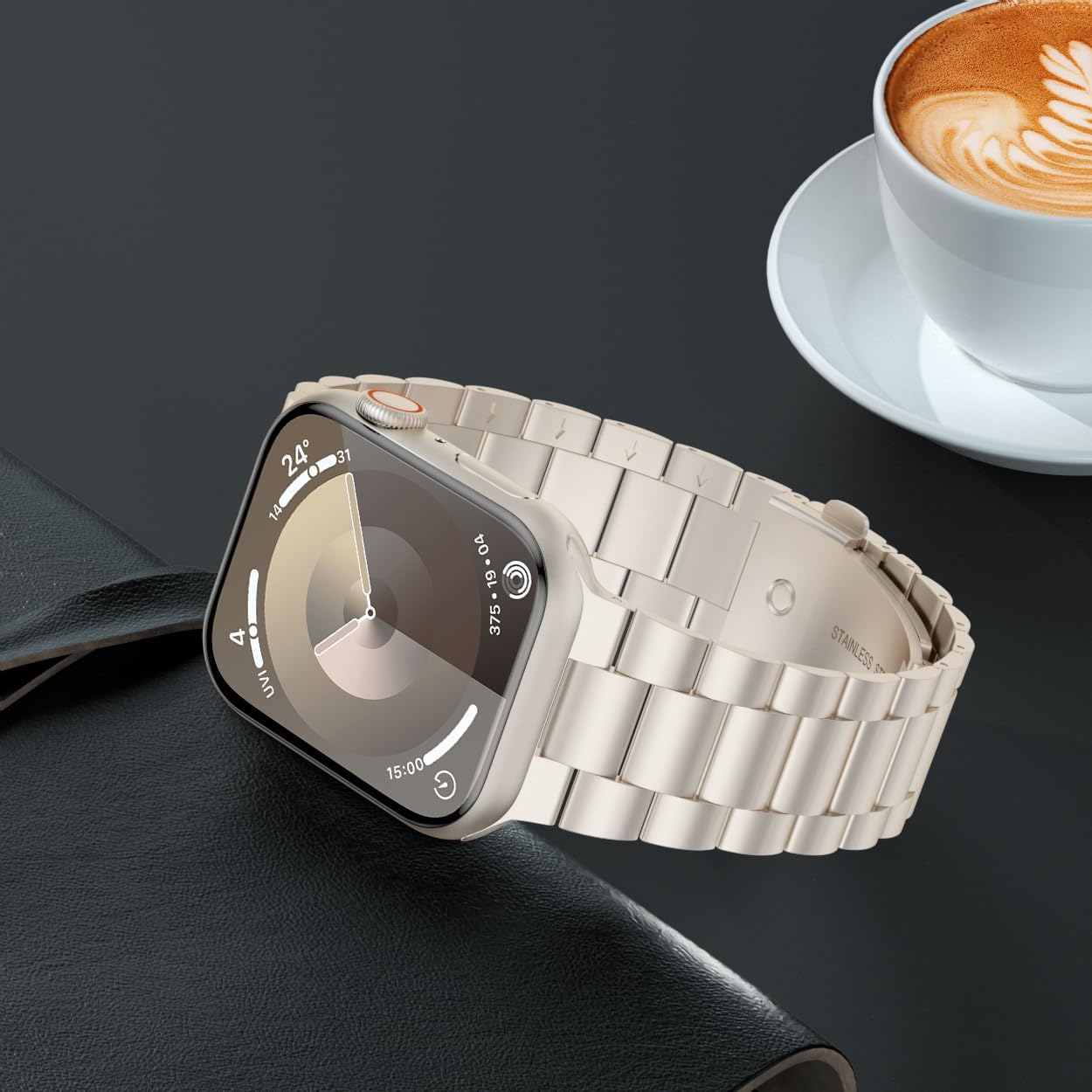 iiteeology Lightweight Stainless Steel Band Designed for Apple Watch Series 1-11, 42mm, 41mm, 40mm, 38mm, SE2&SE3, Replacement iWatch Bands for Women,Starlight - Image 6