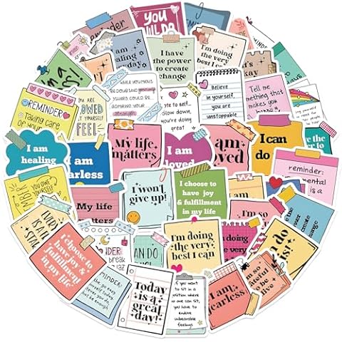 50pcs Motivational Stickers for Kids, Teacher Reward Stickers School Supplies Incentive Sticker Student Stickers for School Classroom Home (Self Affirmation) Cover