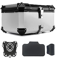 Vista 10 de 55L Caja Superior para Motocicleta, Maletero Universal de Aluminio para Motocicleta, Maleta de Equipaje con Doble Llave (Negro, 55L)