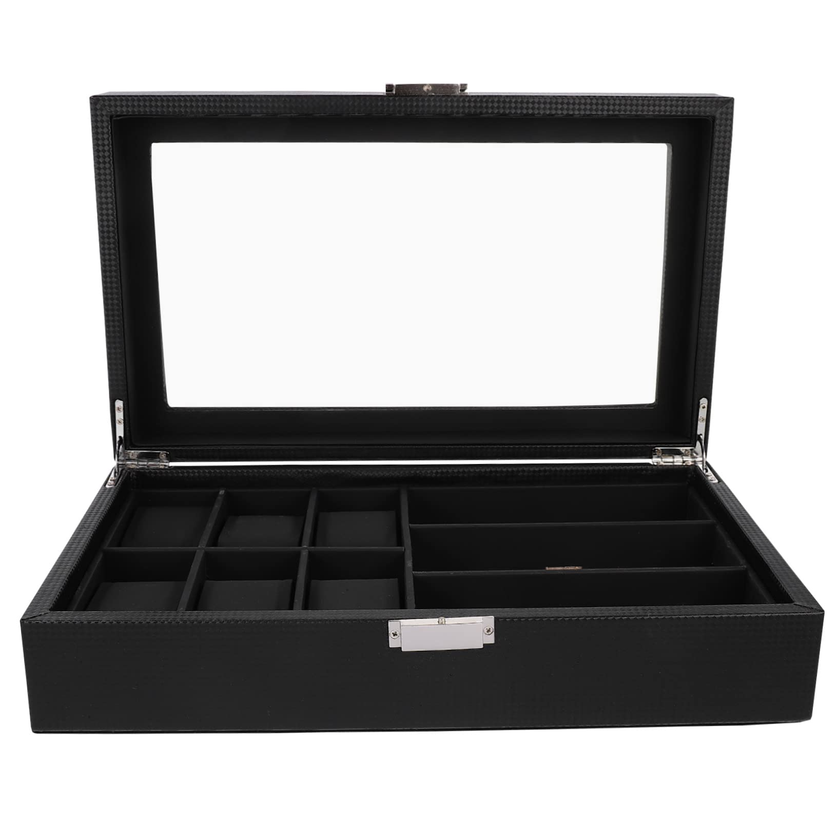PACKOVE Wielofunkcyjny Pojemnik Zegarki i Okulary Przeciwsłoneczne z Carbonowego Włókna Elegancki Organizer Do Przechowywania Biżuterii Idealny Do Użytku Domowego i Podróży Miejsc
