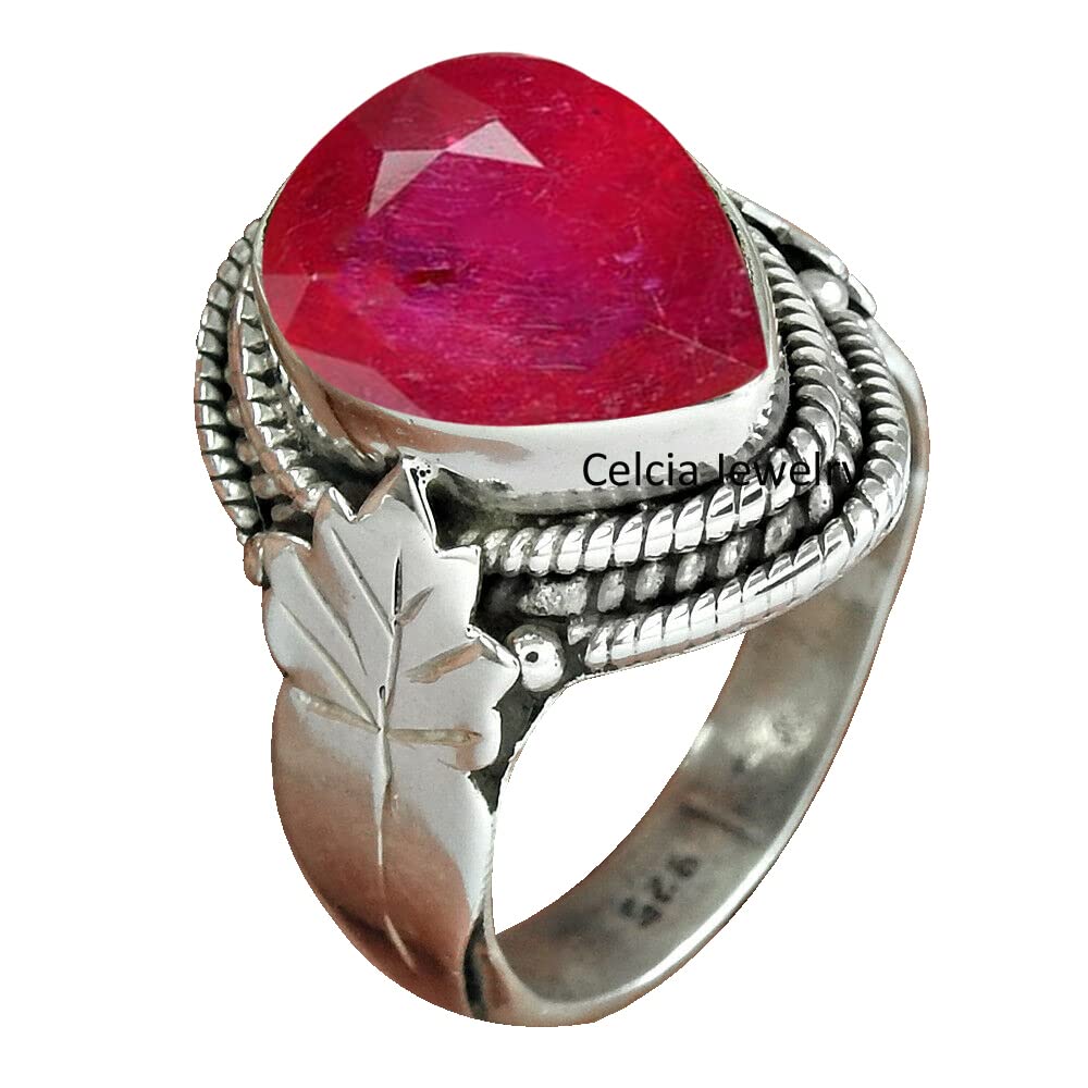 Natürlicher Rubin-Edelstein, erstaunlicher Juli-Geburtssteinring, massives 925er Sterlingsilber, ultimativer handgefertigter Schmuck für Frauen, Statement-Ring, einzigartige Geschenke für Sie