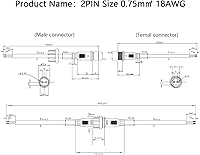 Vista 4 de Conector de tira LED de 2 pines 18AWG IP65 macho hembra 7.87 pulgadas, cable de extensión para automóvil, camión, barco, conector LED impermeable