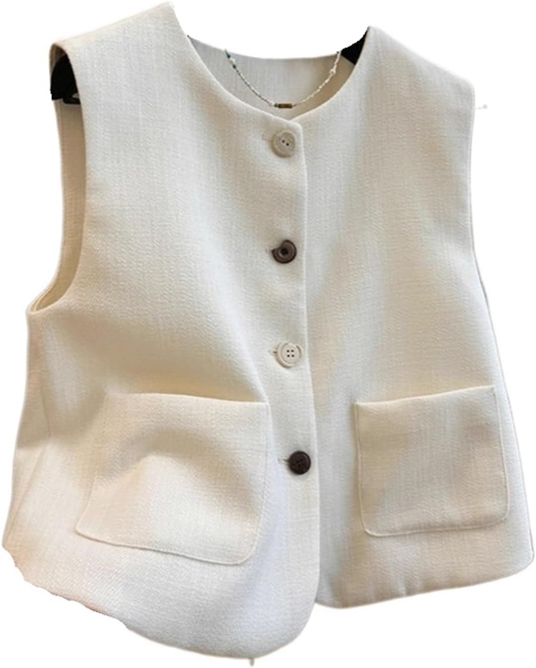 Women's Round Neck Single-breasted Vest Workplace And Business Daily Outing Versatile Vest Jacket