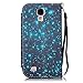 Galaxy S4 Case, Galaxy S4 Wallet Case, Firefish [Kickstand] [Shock Absorbent] Double Protective Case Flip Folio Slim Magnetic Cover with Wrist Strap for Samsung Galaxy S4 i9500-Starry