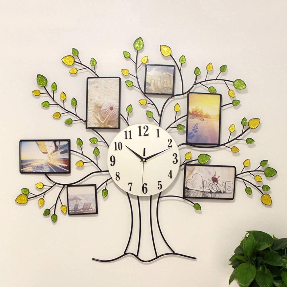 Horloge murale muet pour salon moderne avec décoration d'arbre d'art